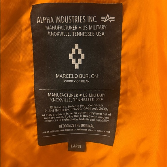 Marcelo Burlon County of Milan X Alpha MA-1 tiger Jacket Black bomber size L - Picture 5 of 7